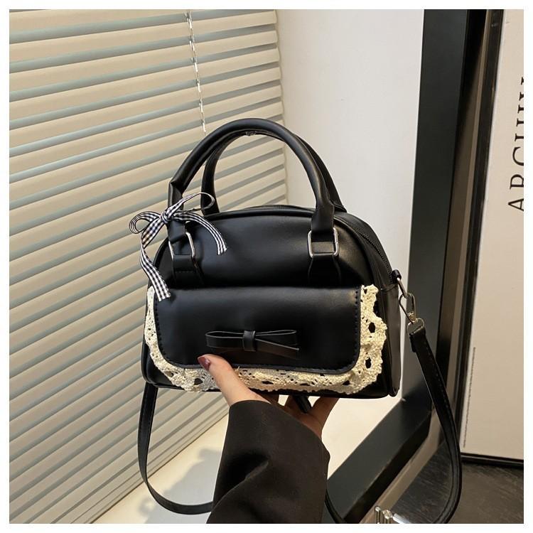 Style Bowknot Handbag Pu Leather Crossbody Bag With Zipper Closure For Casual Outings