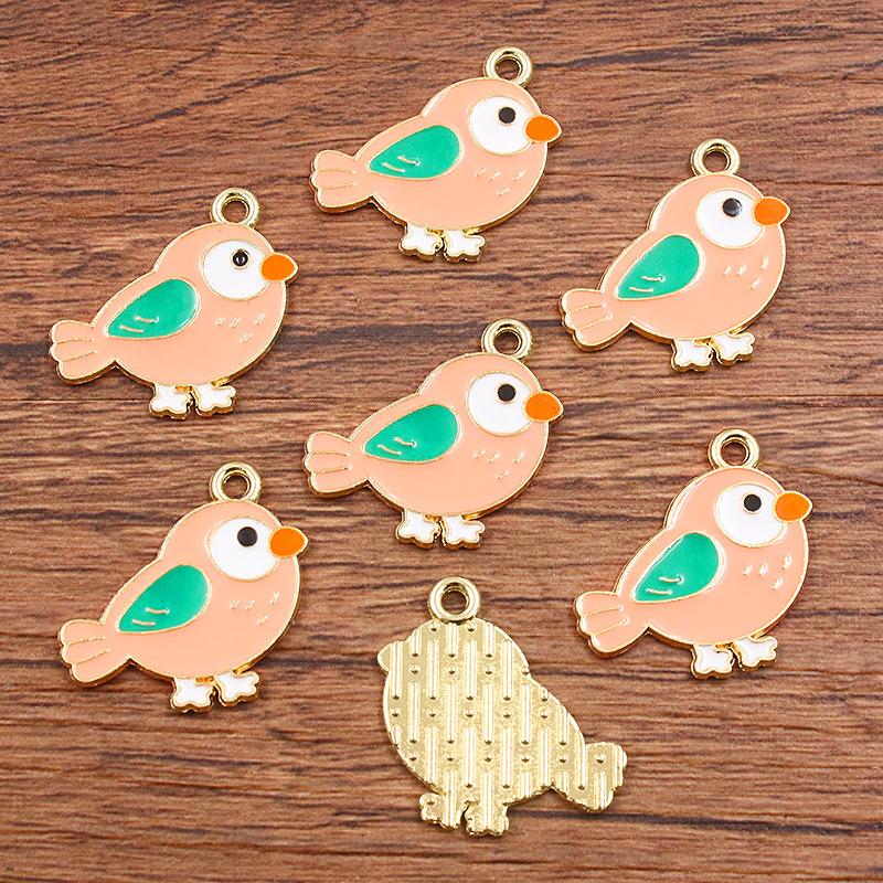 10pcs DIY Jewelry Accessories Cute Multi-colored Bird Parrot Pendant