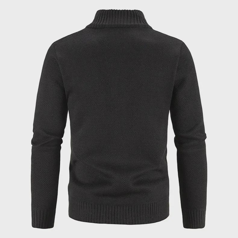 Velvet Thickened Full-Zip Cardigan Sweater with Stand Collar - Large Size, Perfect for Autumn and Winter Warmth