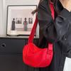 Canvas Bag Women's New Red Small Dumpling Bag Solid Color Simple Single Shoulder Crossbody Bag