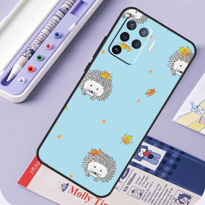 Kawaii Hedgehog Heart For Oppo A94 A74 A54 A15 A18 A38 A58 A78 A98 A40 A60 A80 A16 A76 A96 A57 A17 A77 A5 Pro Case