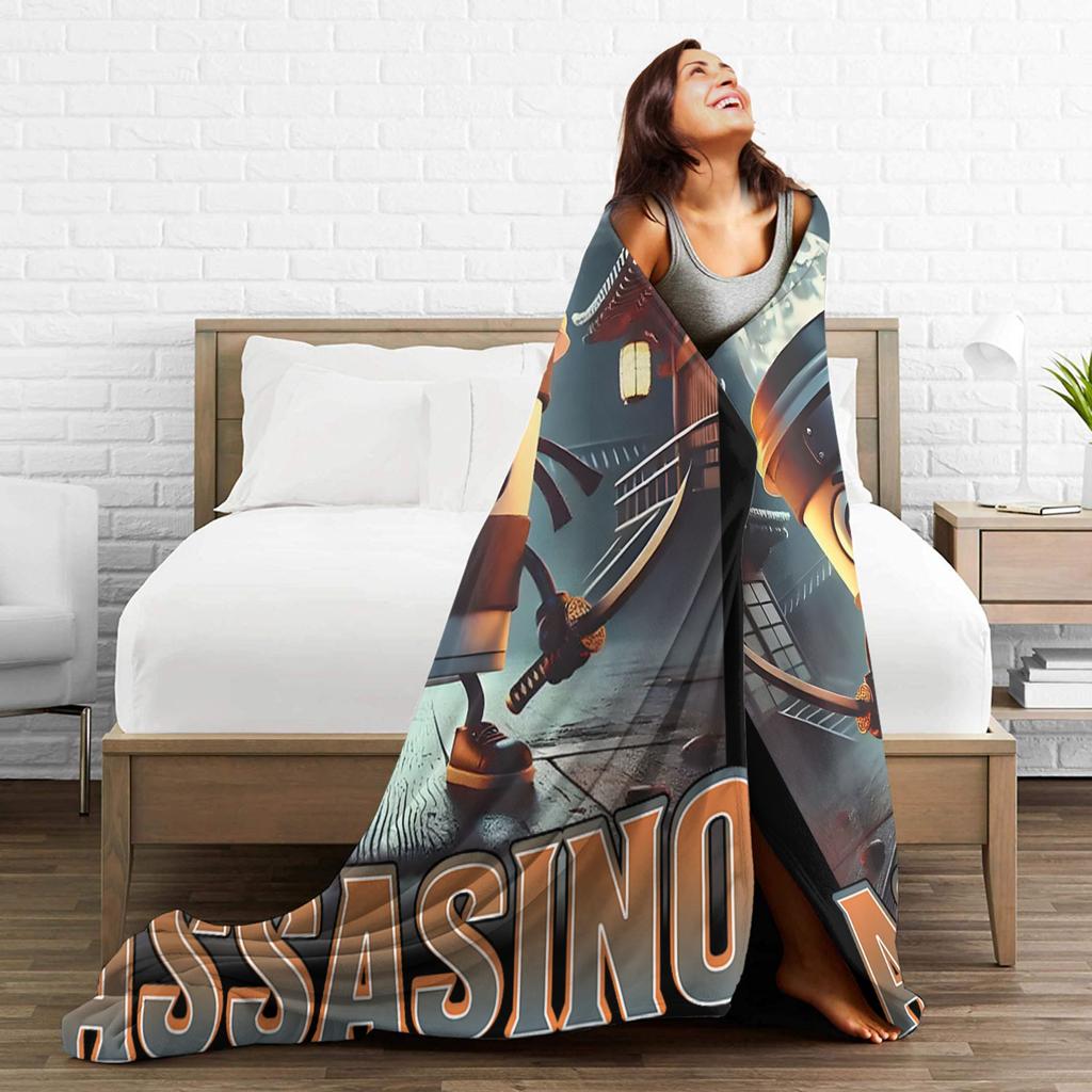 Italian Brainrot Cappuccino Assassino Fun Cappuccino Meme Blanket Soft Funny Plush Throw Blanket For Flannel Bedspread Bed Cover