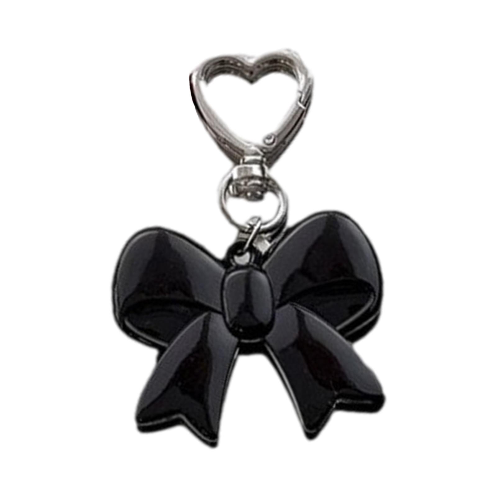 

Heart Keyring Sweet Bows Keychain Pendant Car Key Chain Bowknot Keyrings Backpack Hanging Ornaments Bag Charm for Woman чёрный