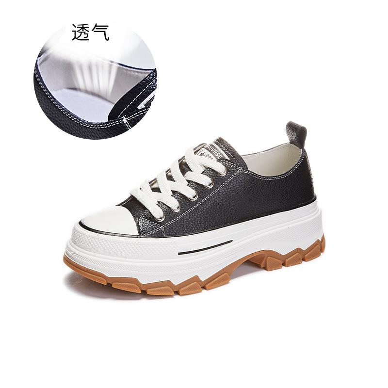 

Leather little white shoes women s 2025 spring new women s muffin sole casual shoes women s platform shoes women s versatile shoes children 35 чёрный