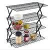 Foldable Iron Cooling Rack Mesh Shelf Sturdy X Leg Design Space Saving Organizer for Kitchen Food Storage Camping