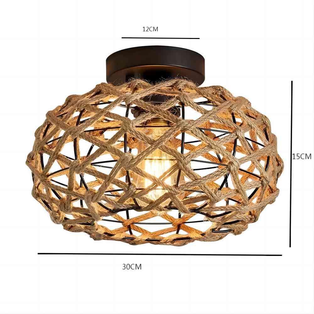 Classic Bamboo Lustre Chandelier Hanging Lamp Ceiling Handmade Rattan Pendant Light Fixture Weaving Home Living Bed Room Decor