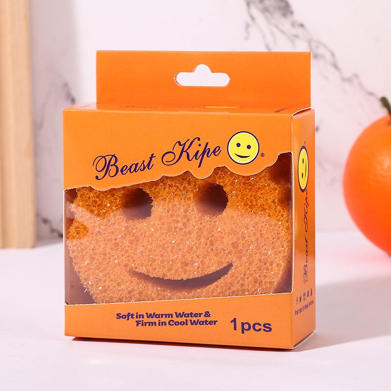Douyin Smiley Magic Cleaning Sponge – Loofah-Style Honeycomb Kitchen Dish Sponge