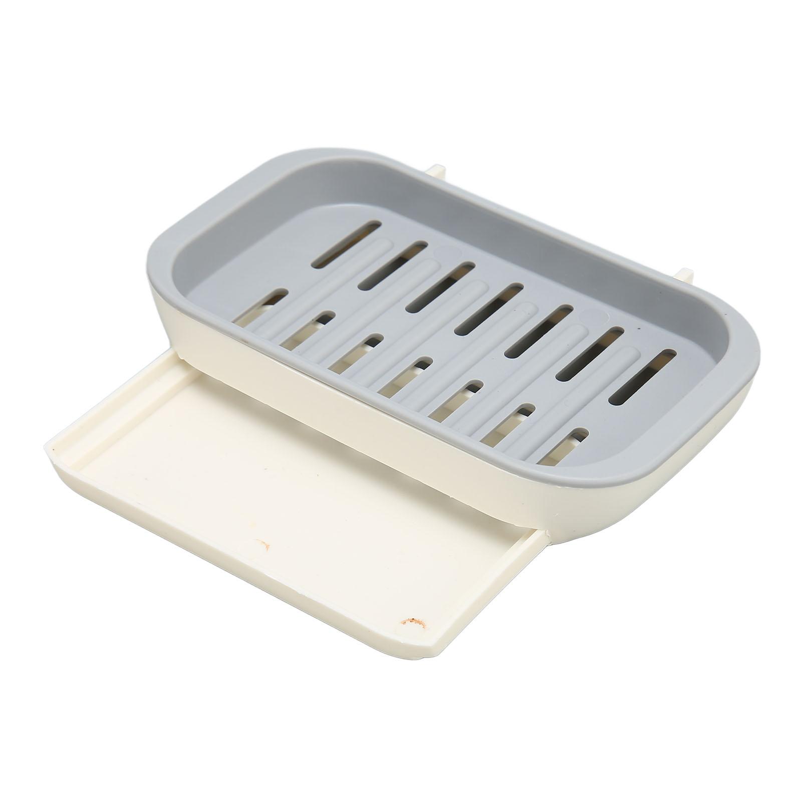 Bathroom Soap Case Drilling Free Water Draining Soap Dish Holder with Adhesion Sticker