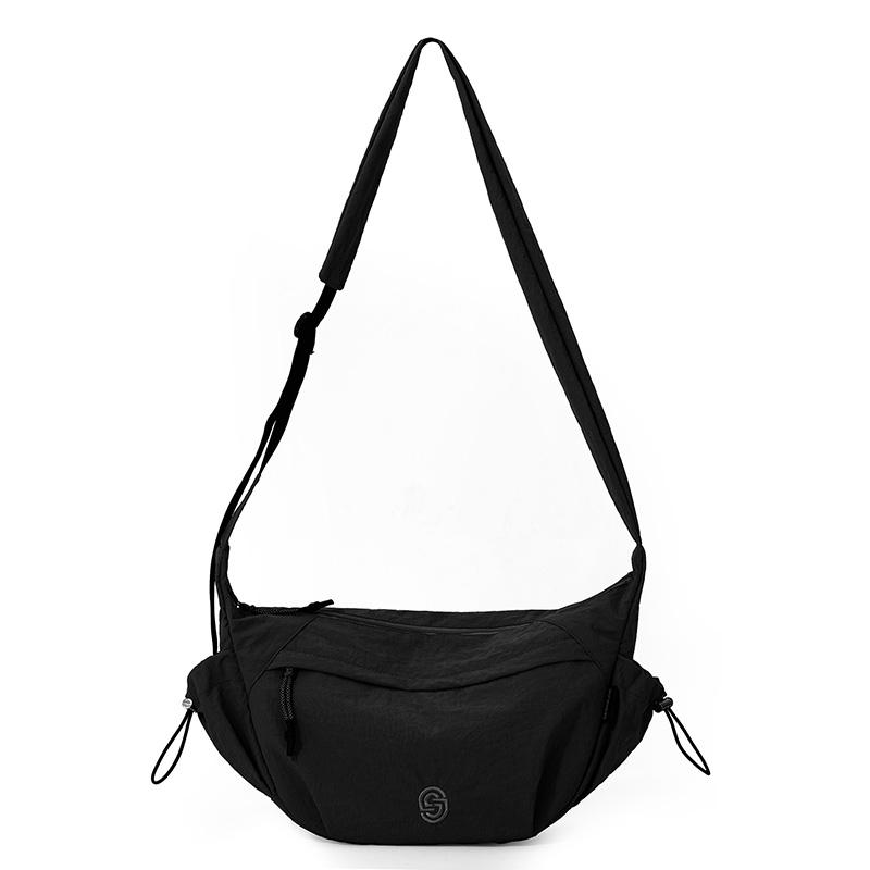 

Fashion cloth bag student class satchel messenger bag large capacity shoulder bag Japanese outing dumpling bag 25*22*10 чёрный