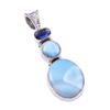 Natural Republic Larimar, Kyanite 925 Solid Sterling Silver Pendant 1.50'' F9g17