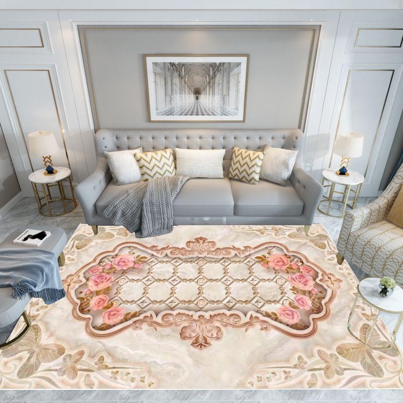Rose European Carpets 140x200 Large Pink Luxury Non-slip Area Rug for Living Room Bedroom Lounge Floor Mat