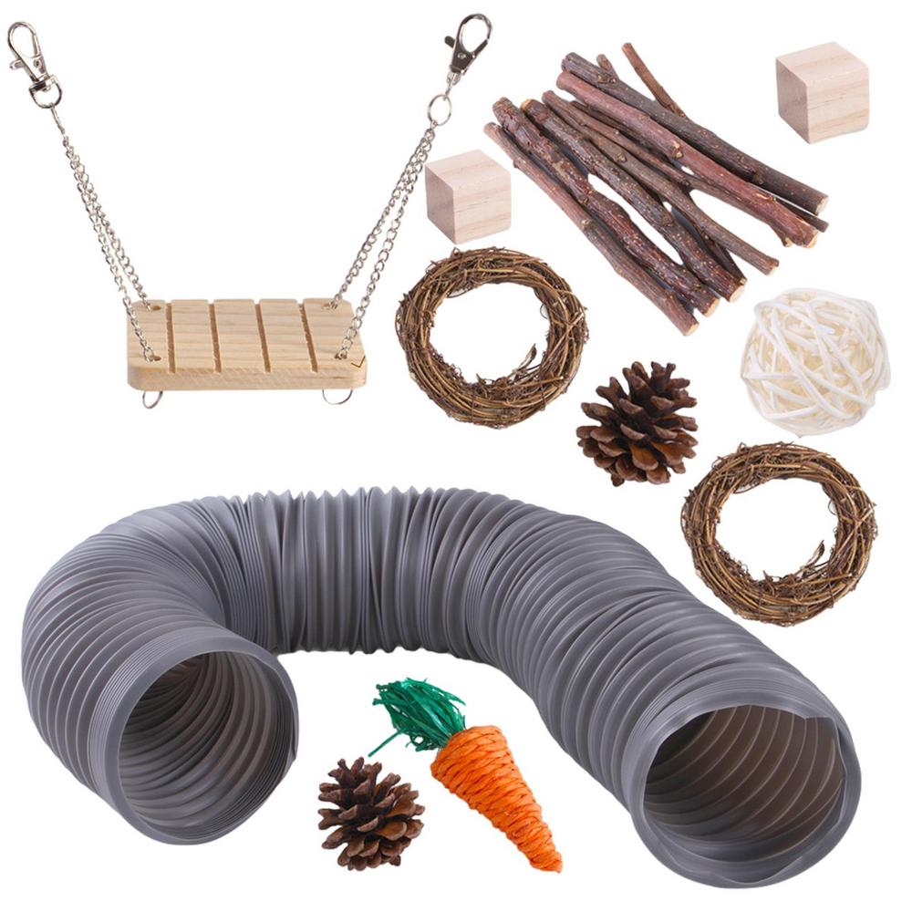 

Hamster Chew Toy Set Natural Wooden Hamster Toys And Accessories For Cage Guinea Pig 11Pcs Chew Toy Teeth Small Animal Toy