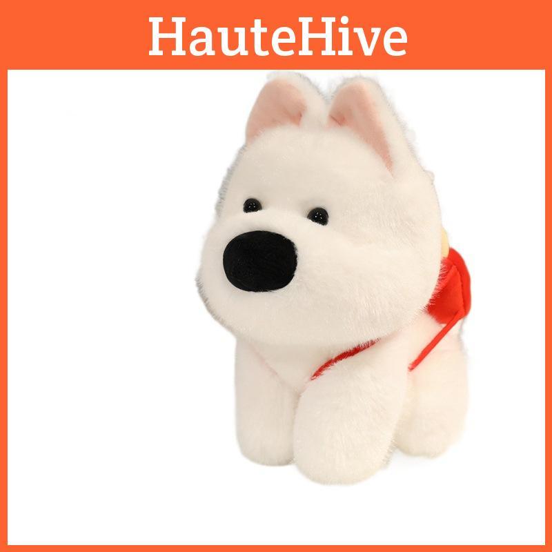 Cute Highland White Dog Plush Backpack With Foodshaped Decor For Birthday Gift