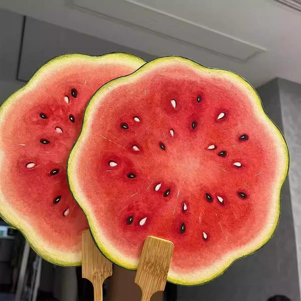 Hand-Painted Watermelon Round Fan – Summer Cool Gift for Bestie, Perfect Warm-Up Prop