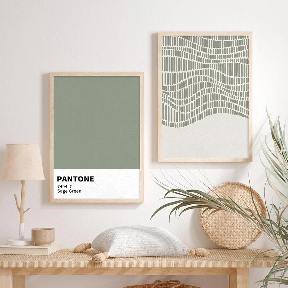 Abstract Line Landscape Leaves Green Posters Canvas Painting Wall Art Print Pictures for Bedroom Living Room Interior Home Decor