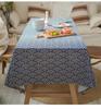 Japanese-style Home Polyester Linen Washable Tablecloth Blue Table Cover for Dining Kitchen Living Room Decor