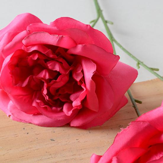 3 Köpfe Blühende Künstliche Rose 26" Realistisches Langes Stiel Faux Seide Rosenstrauß für DIY Hochzeitsstrauß Hotel Zuhause Tischvase Dekor Floral