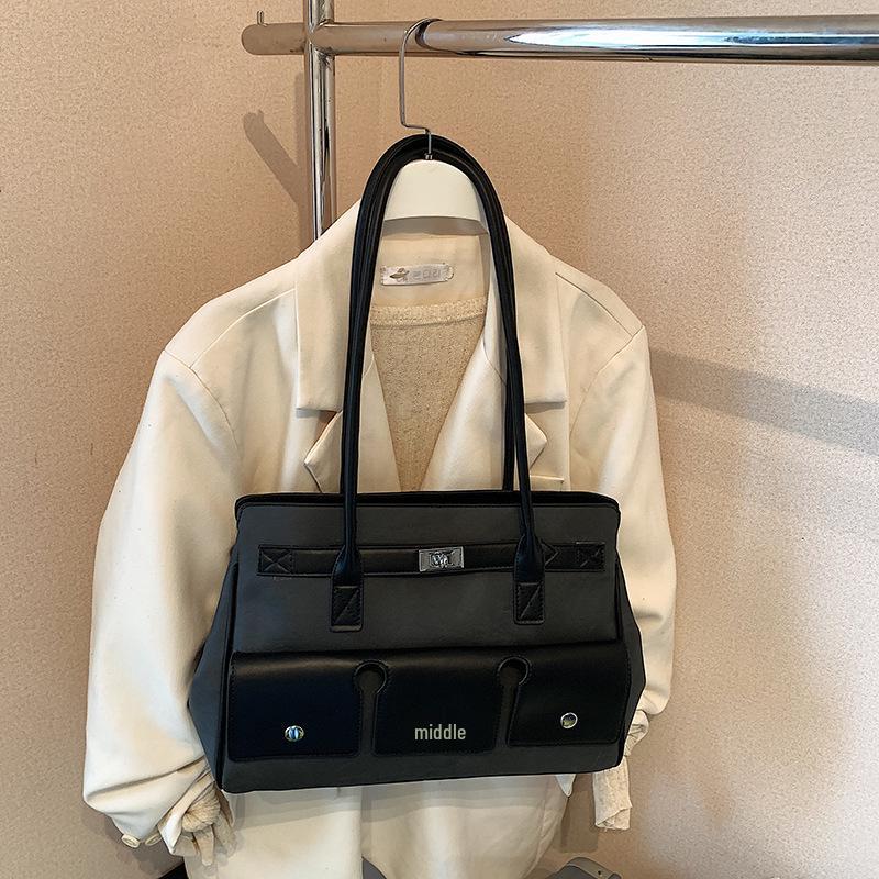 

Women s Autumn Commute Large Capacity Colorblock Tote Bag - 2025 Single Shoulder Underarm Travel Handbag 35x11.5x25 cm