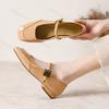New Style Red Black Apricot Silver Mary Jane Women's Shoes Small Leather Shoes Season Match Skirt Square Head Shallow Mouth