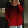 Women's Casual Fashion Loose Round Neck Gradient Print Long Sleeve Top