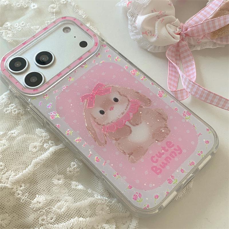

Early Spring Floral Polka Dot Rabbit iPhone Case for 17/16 Pro Max/15/14 - Girly Design Apple 14 Pro