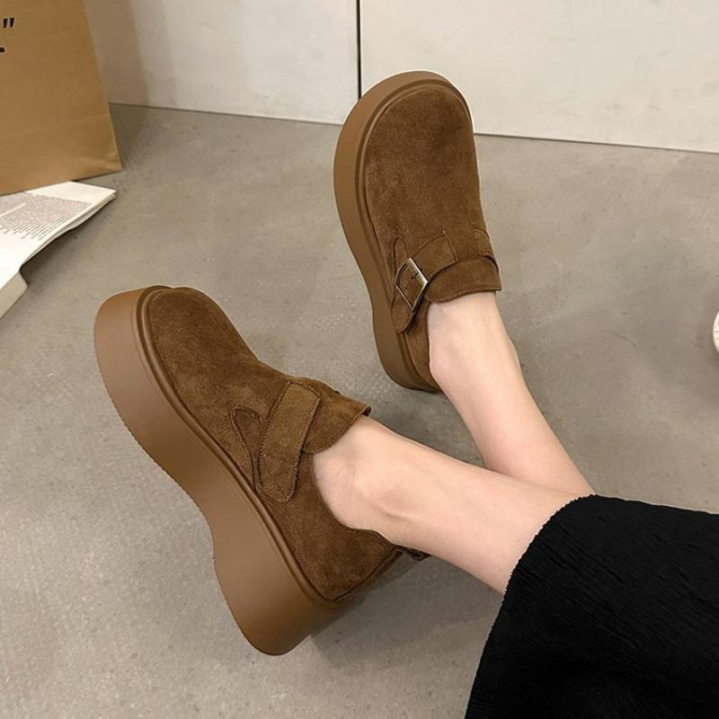 Damhöst nya enpedals lata mångsidiga temperament enkel skor med tjocksula