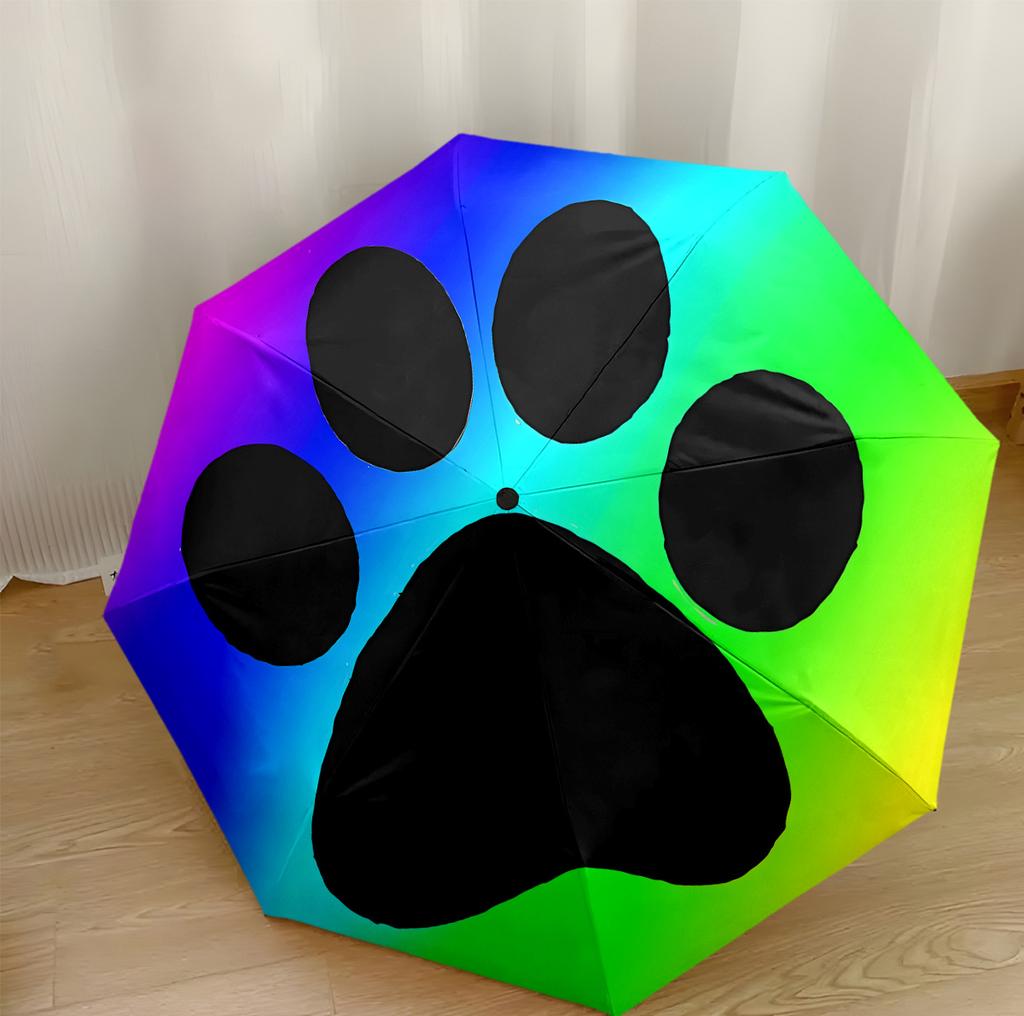 Paw Prints Art Design Automatic Umbrella with 8-Rib Foldable Design for Outdoor Daily Use Fashionable Gift for Festivals