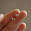 925 Silver Needle Simple Small Stud Earrings Round Cubic Zirconia Minimalist Stud Earrings Gift for Her