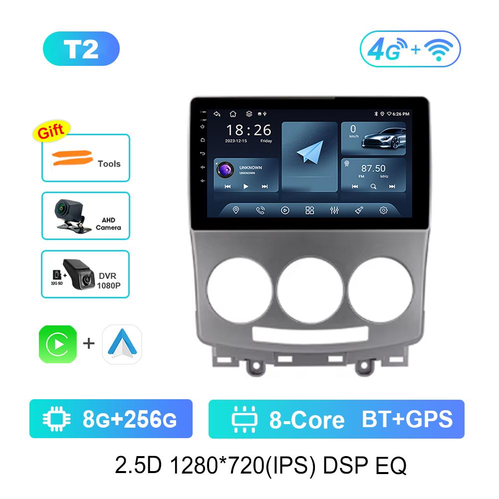 For Mazda 5 2005 - 2010 Carplay WiFi Android System Car Video Multimedia Player Navigation GPS Bluetooth Auto Tools Split Screen