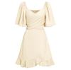 Women Spring Solid Color V-Neck Short Lotus Leaf Sleeve Short Dress Summer Casual A-Line High Waist Above Knee Dresses S-XL