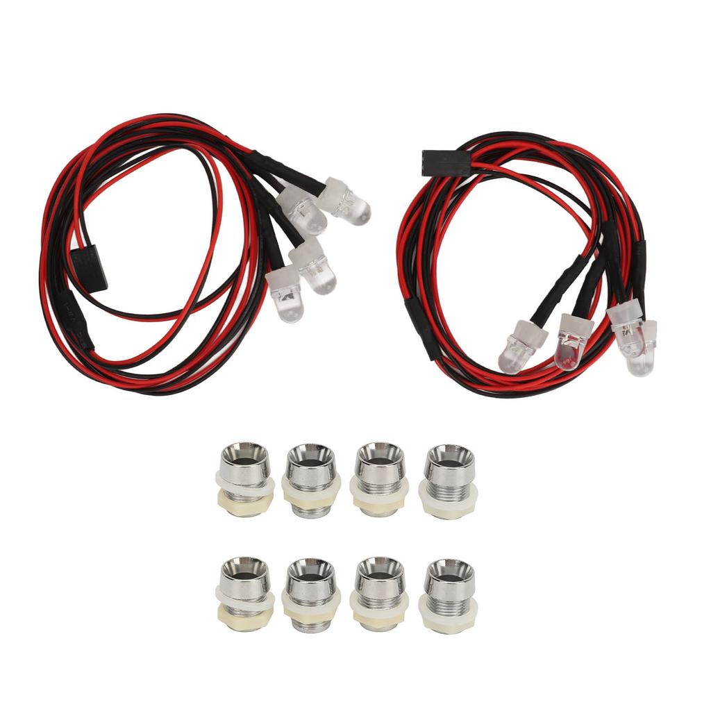 2 Stück RC Auto Universelles Umrüstlicht 7,4V 8mm 2 Rote LEDs und 2 Weiße LEDs RC Beleuchtungsset
