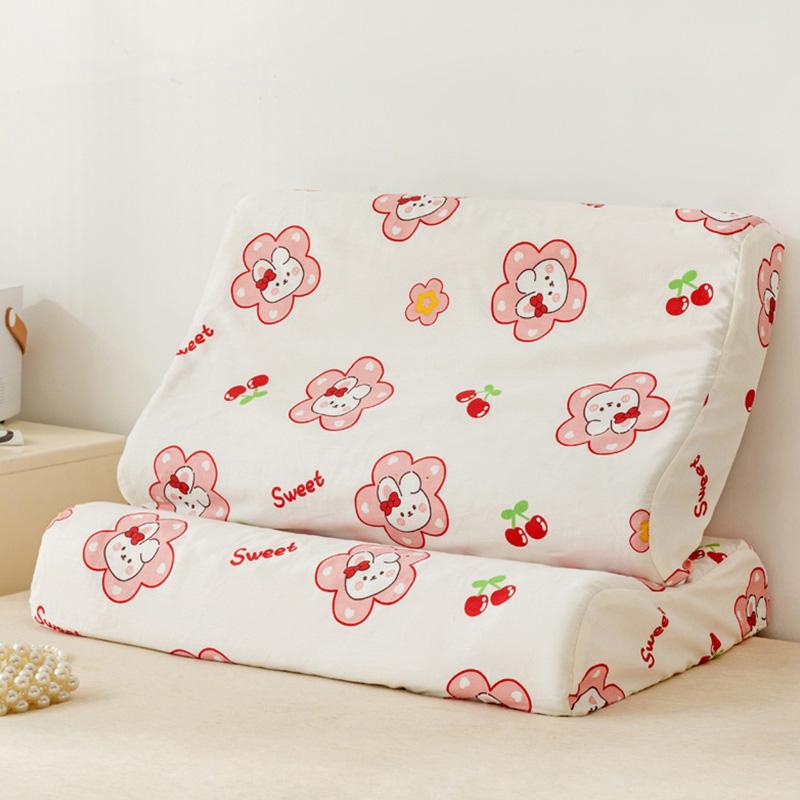 1pc Soft Skincare Cotton Latex Pillowcase Bedroom Memory Foam Curved Sleeping Pillow Case Cartoon Washable Bed Supplies Decor