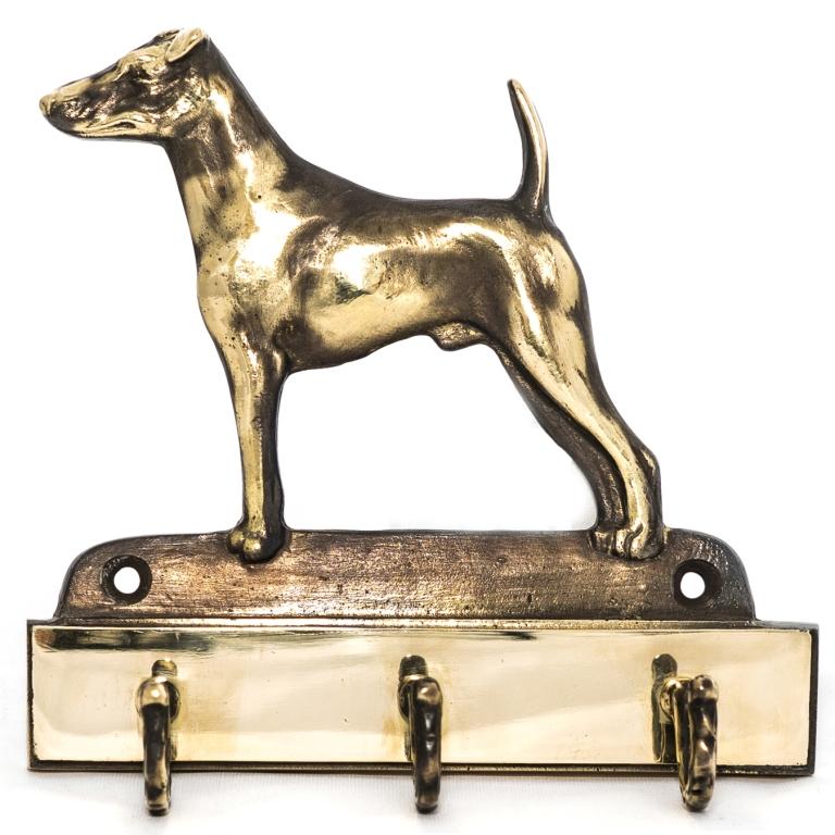 Foksterier Krótkowłosy - Wieszak Na Klucze Z Psem, Mosiężny Uchwyt Na Psie Akcesoria, Elegancka Ozdoba Do Korytarza Marki Art-Dog