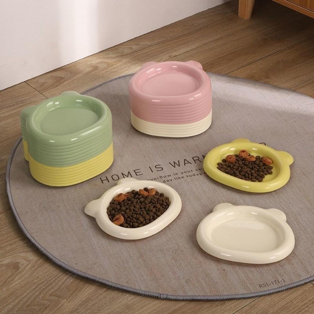 Cute Cat Food Dish Little Bear Dog Plate Colorful Kitten Bowl  for Puppy Cat