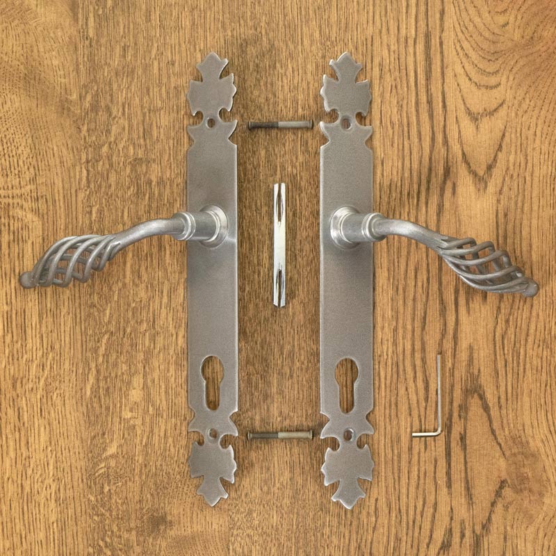 LAGOS door handle with plate for 90mm insert, STEEL