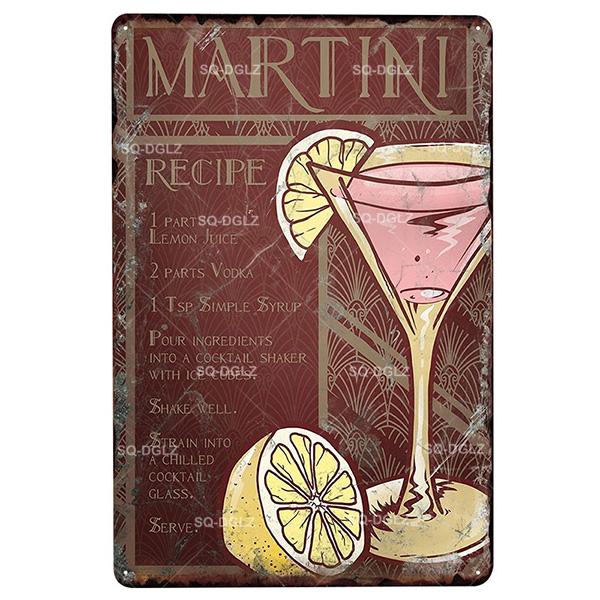 [SQ-DGLZ] Mojito Metal Sign Vintage Metal Plaque Plates Decor For Pub Bar Home Wall Decor Tin Signs Cocktail Poster Gift