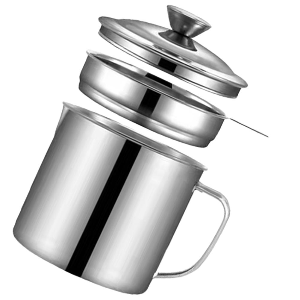 Nerezový hrnec na olej s filtrem Nádoba na filtrování tuku Držák na olivové máslo Scedník na slaninu