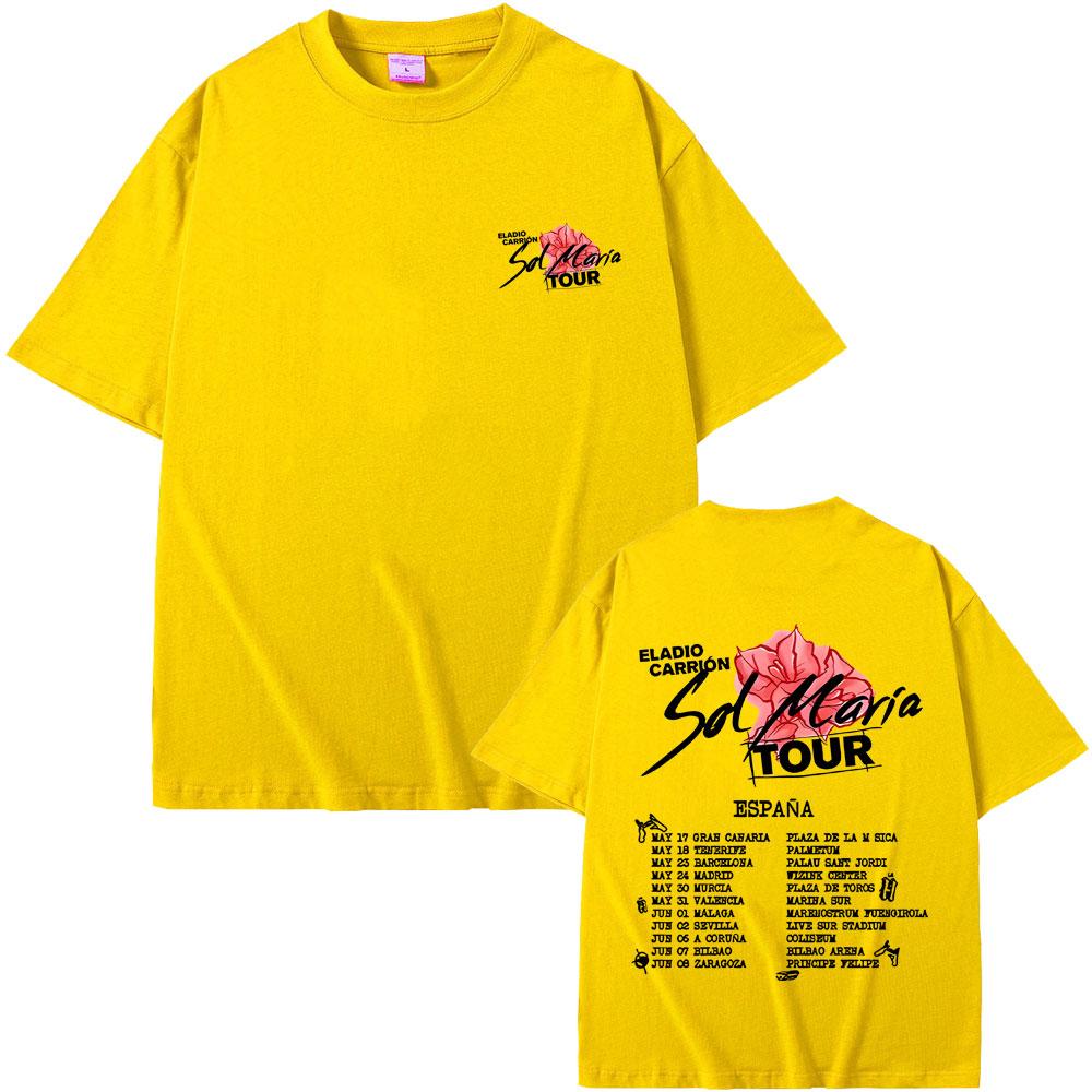 Rapper Eladio Carrion Sol Maria Tour T Shirts Unisex Unisex Hip Hop Vintage Oversized T-shirts Unisex's Casual Crewneck Cotton T-shirt