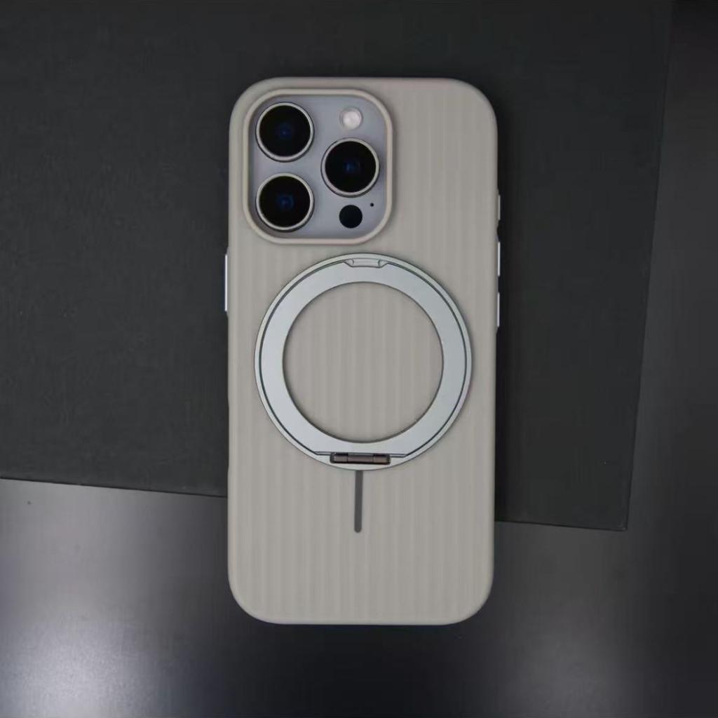 Applicable To IPhone16promax Corrugated Magnetic Suction 360 Degree Rotating Bracket Mobile Phone Case Apple 15 Matte Anti Fall