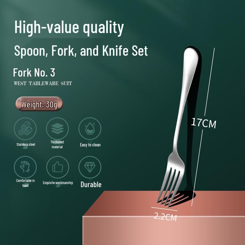 1010 Stainless Steel Western Cutlery Set: Knife, Fork, Spoon, Dessert & Coffee Spoon, Steak Knife.
