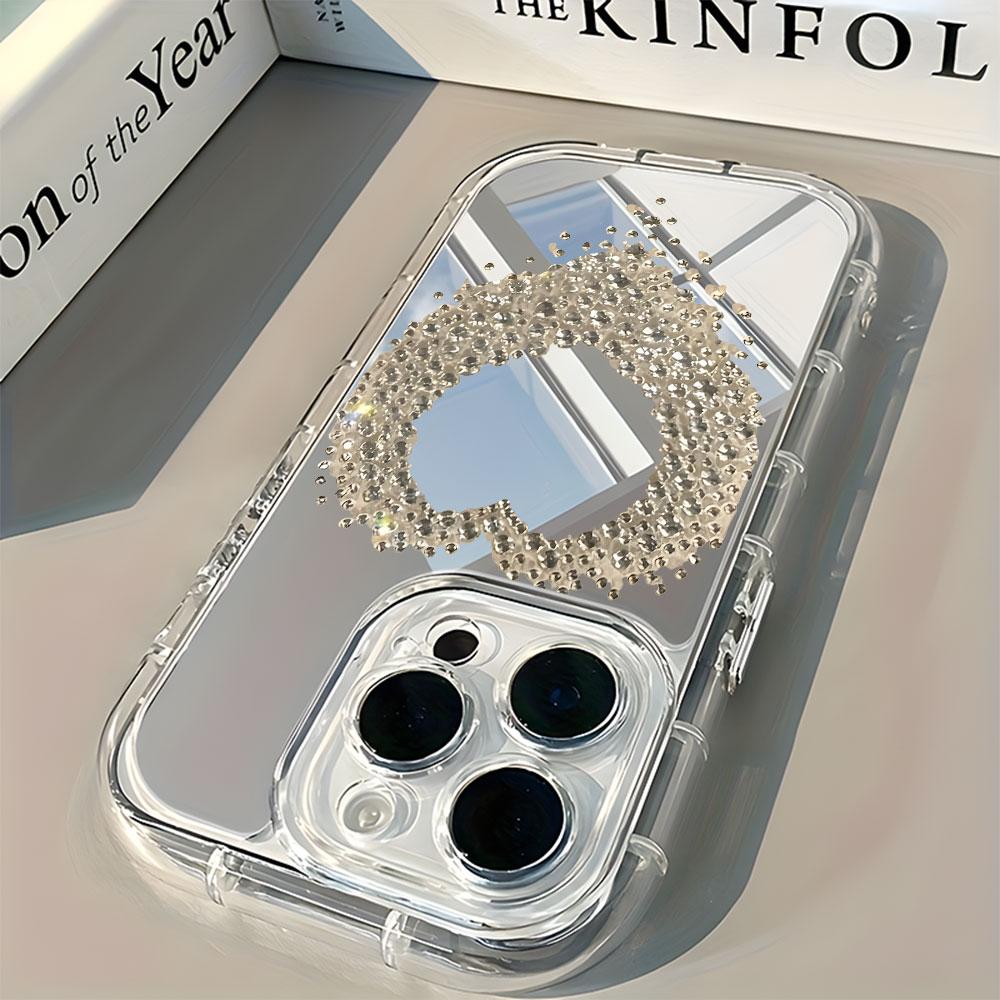 Sweet And Cool Heart Pattern Back Mirror Phone Case For iPhone 17 16 15 14 13 12 11Pro Max X XR XS Air 7 8 Plus Shockproof Cover