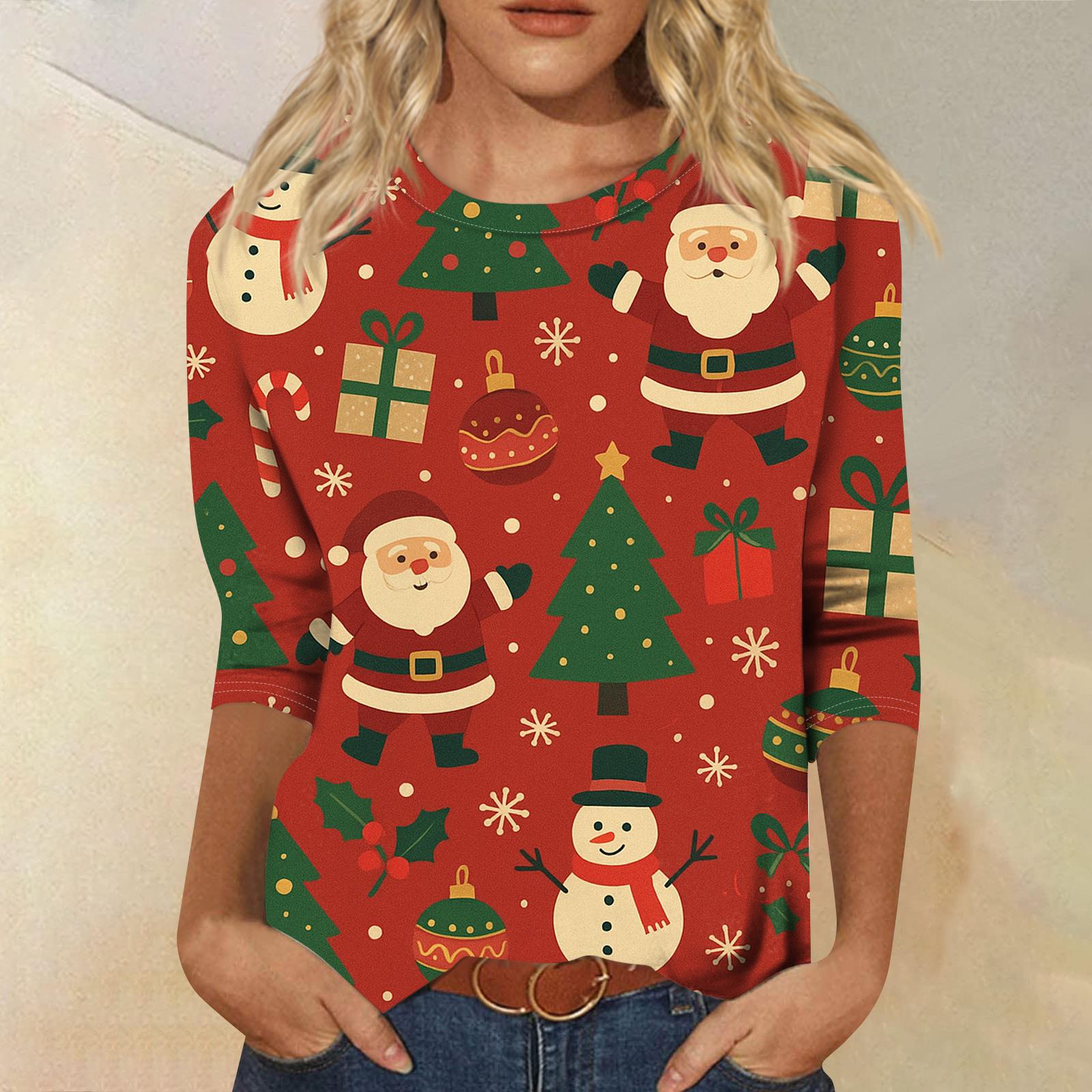 

Женская модная повседневная свободная футболка с круглым вырезом и рукавами 3/4 с принтом, женский топ S винный