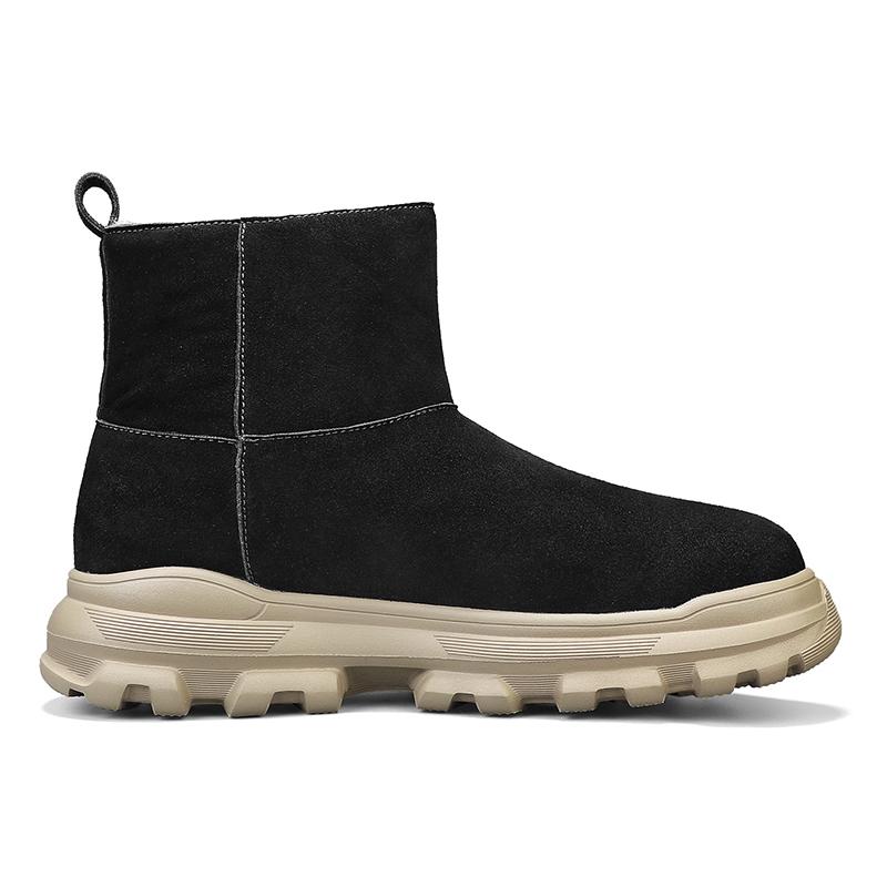 Winter Minimalist-Style Snow Boots with Zipper, Faux Fur Lining, Cow Nubuck Upper, Non-Slip Sole, Inner Height Adjustment, Windp