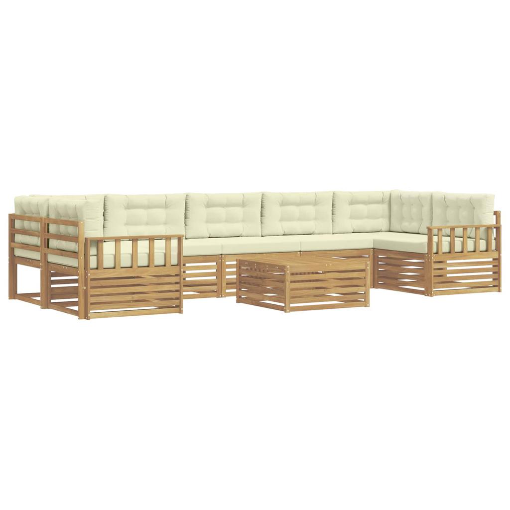 Outdoor Sofa Set 8 pcs White and Cream Solid Acacia Wood