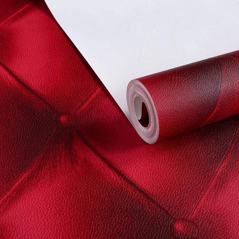 Wine Red 3D Plaid Imitation Soft Bag Wallpaper Living Room Background Wall Bar KTV Restaurant Personalized Luxury Wall Stickers