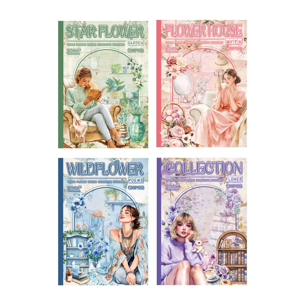 20 pcs Creative Cartoon PET Sticker Book for Journaling Cute Character Decals, Waterproof Scrapbooking Supplies