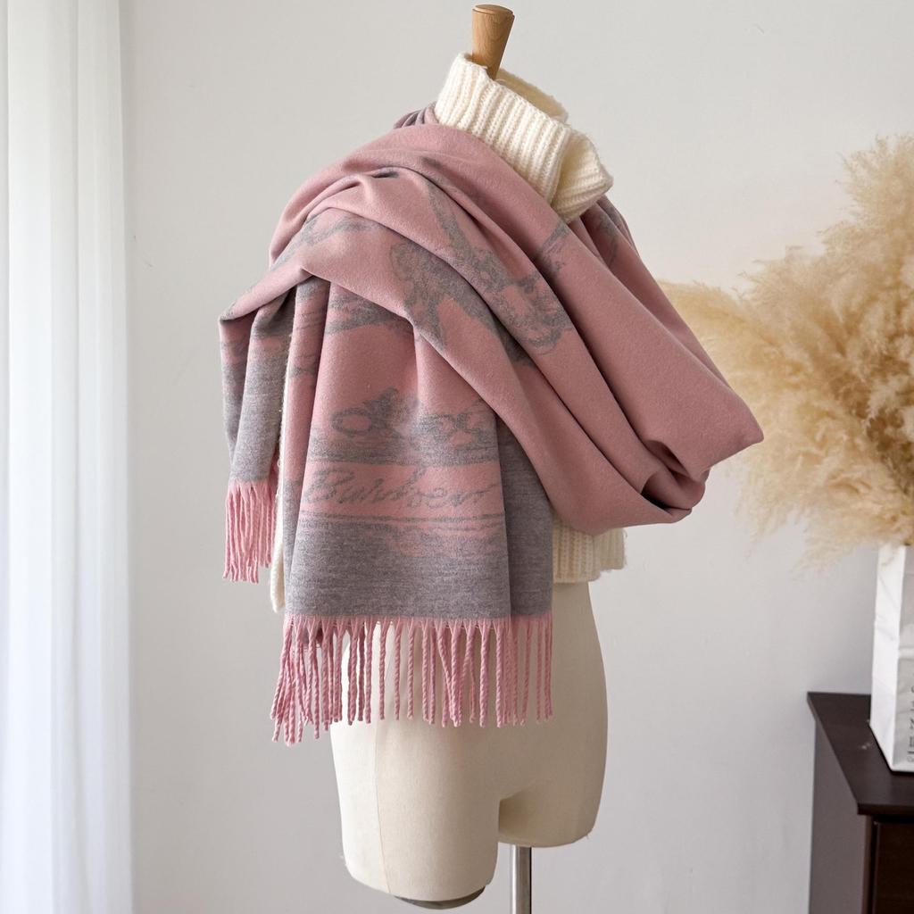 Luxury Autumn-Winter Core-Spun Yarn Scarf: Letter Style Imitation Cashmere Tassel Shawl for Warmth