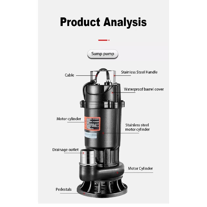 Cutting Sewage Pump  220V Feces Pumping Mud Sewage Pump Small Household Submersible Pump Septic Tank Pump Pumping Machine