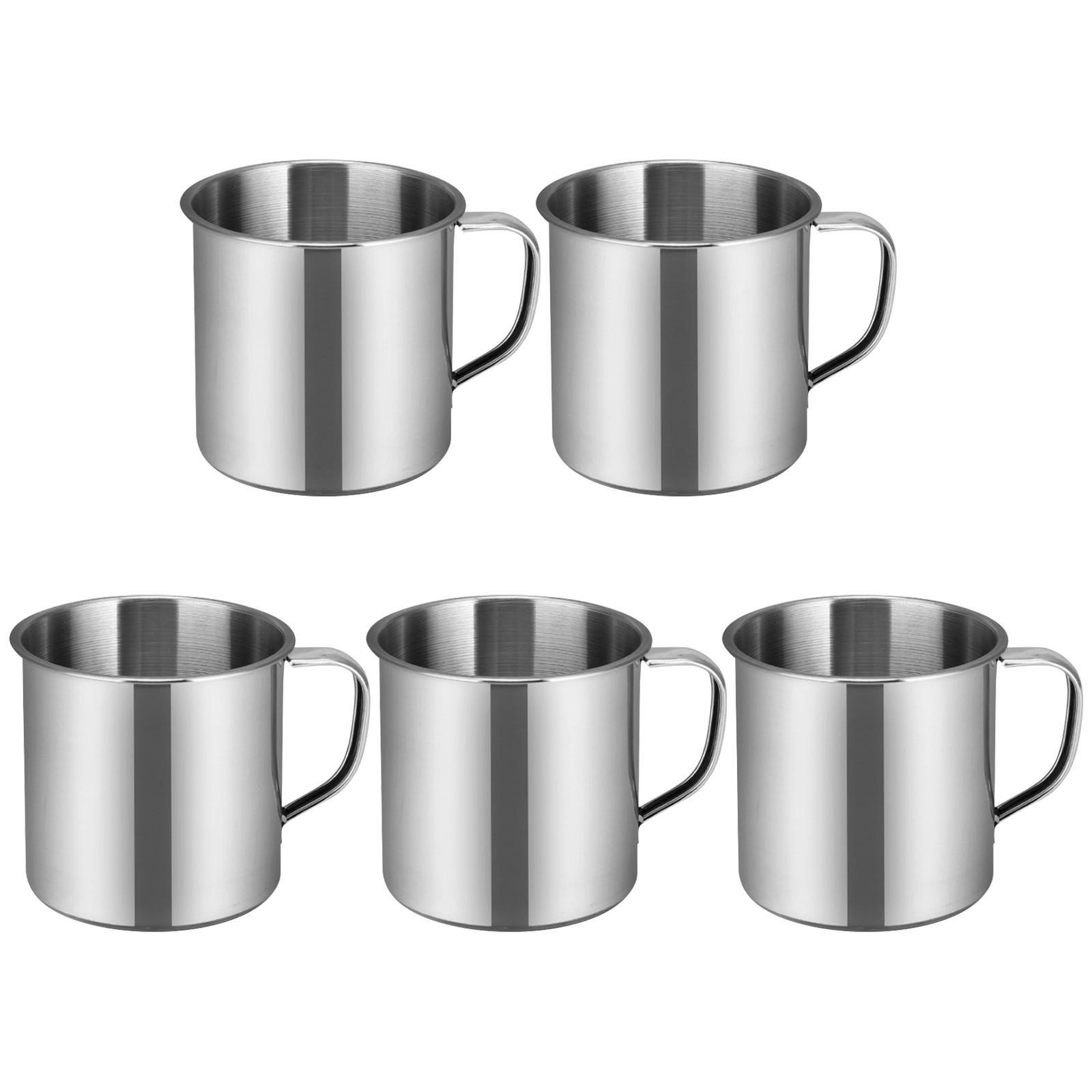 

5 Pcs Stainless Steel Cups For Kids Lightweight Travel Mugs Water Drinking Containers Kitchen Bar Student Tea Coffee серебряный