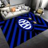Blue Black Geometric Pattern Carpet with Stars and Bold Logo Design Suitable for use as an anti-slip for living room bedroom sofas
